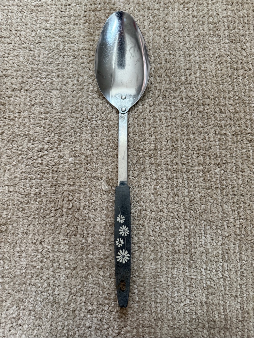 Vintage 1960s EKCO Mod Daisy 12” Serving Spoon Stainless Steel USA Floral